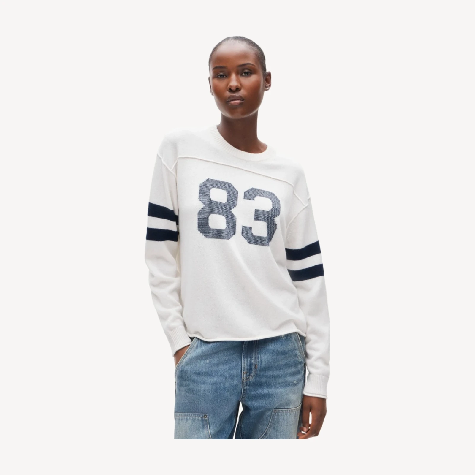 Cashmere rugby crewneck sweater