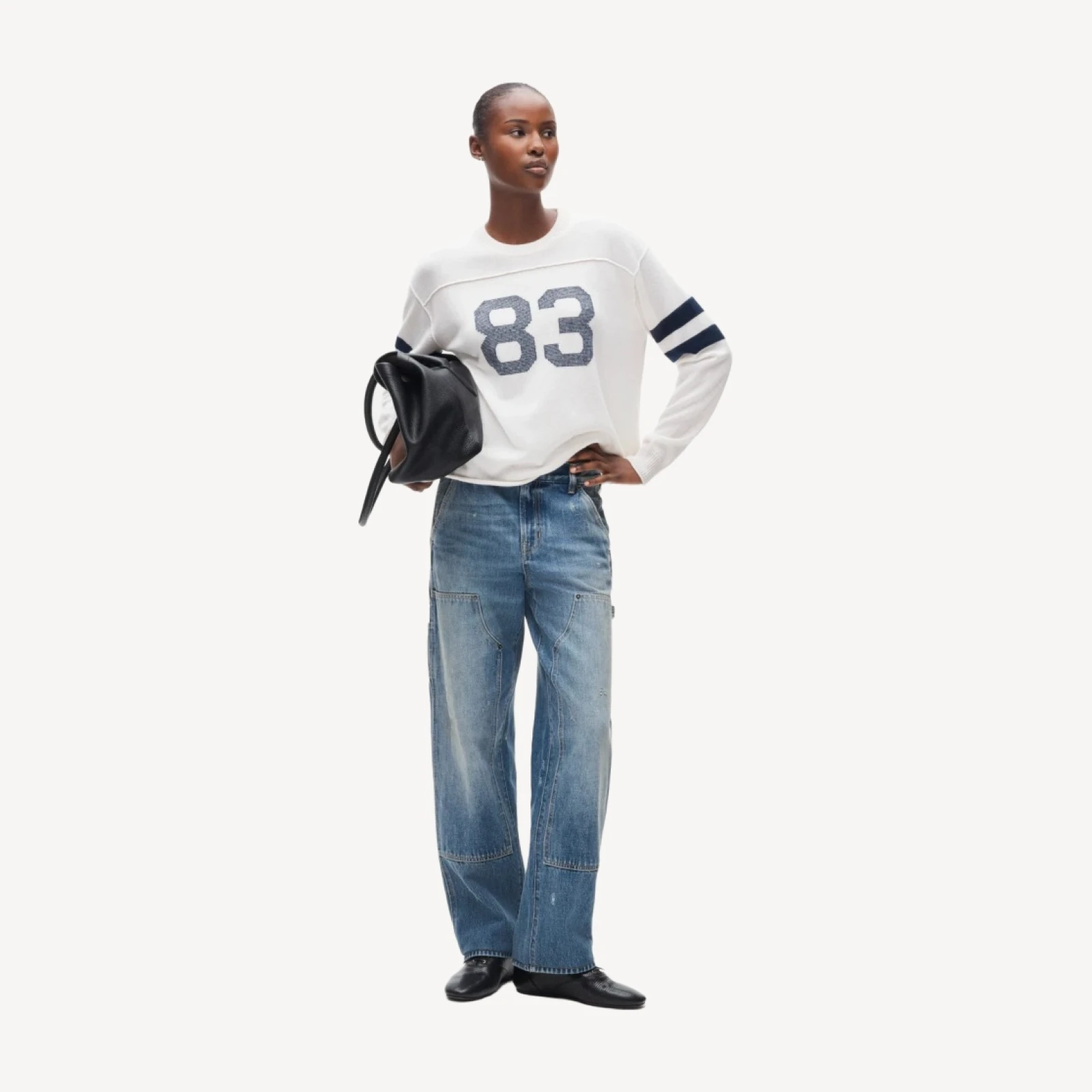 Cashmere rugby crewneck sweater