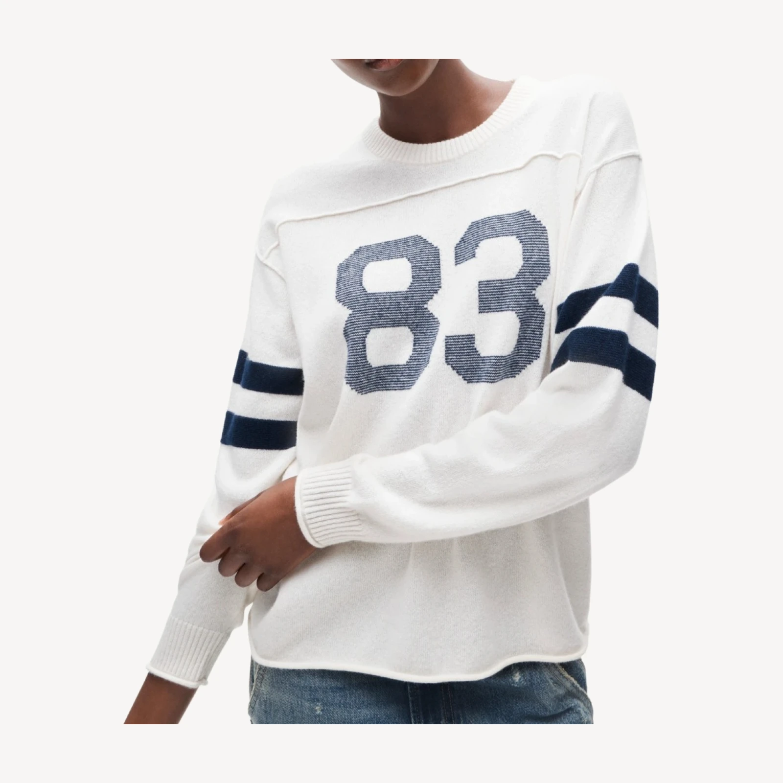 Cashmere rugby crewneck sweater