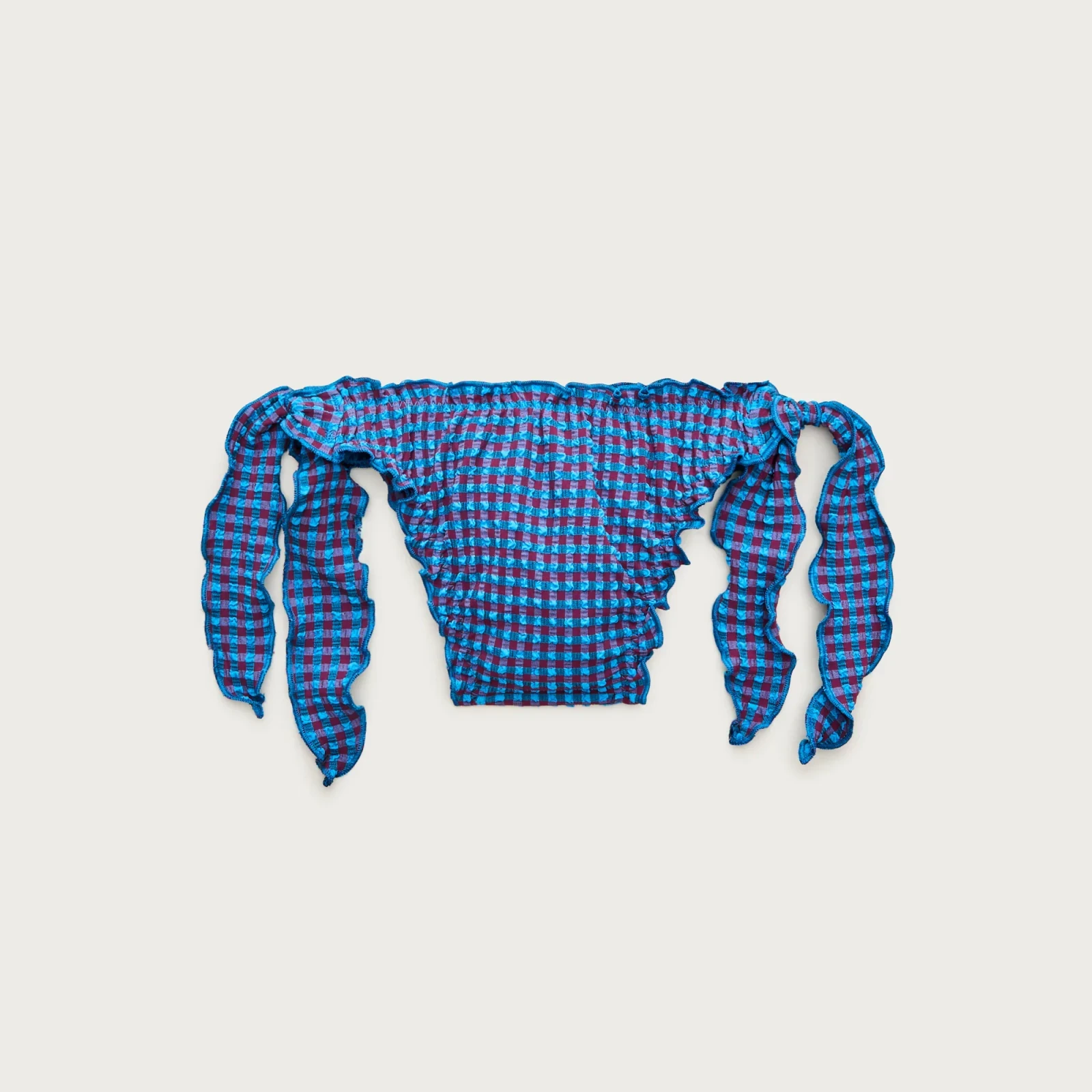 Lettuce-trim bikini bottom in gingham
