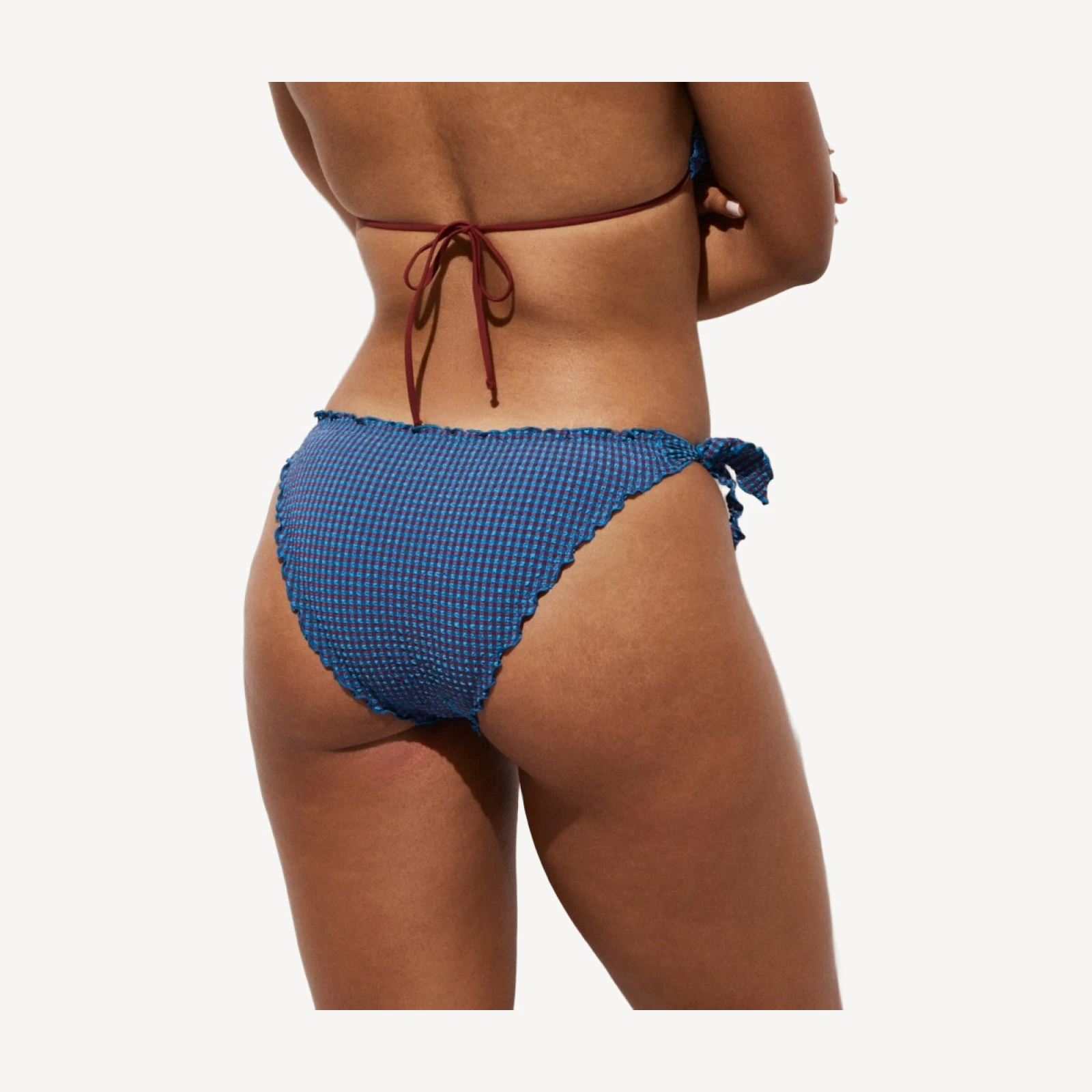 Lettuce-trim bikini bottom in gingham