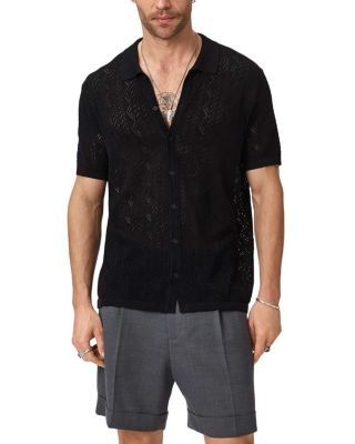 John Varvatos Emil Short Sleeve Pointelle Sweater Shirt