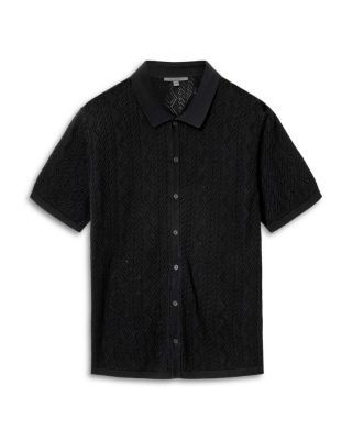 John Varvatos Emil Short Sleeve Pointelle Sweater Shirt