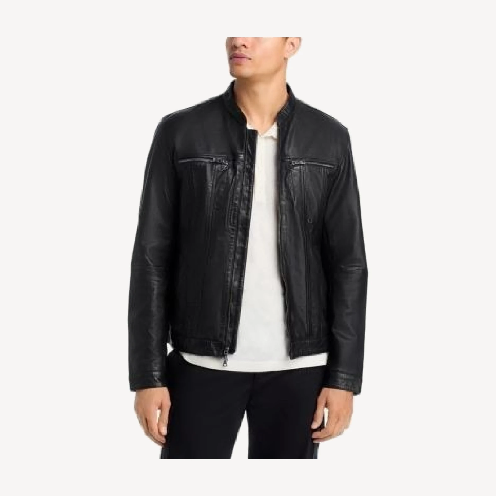 John Varvatos Kurt Zip Leather Jacket