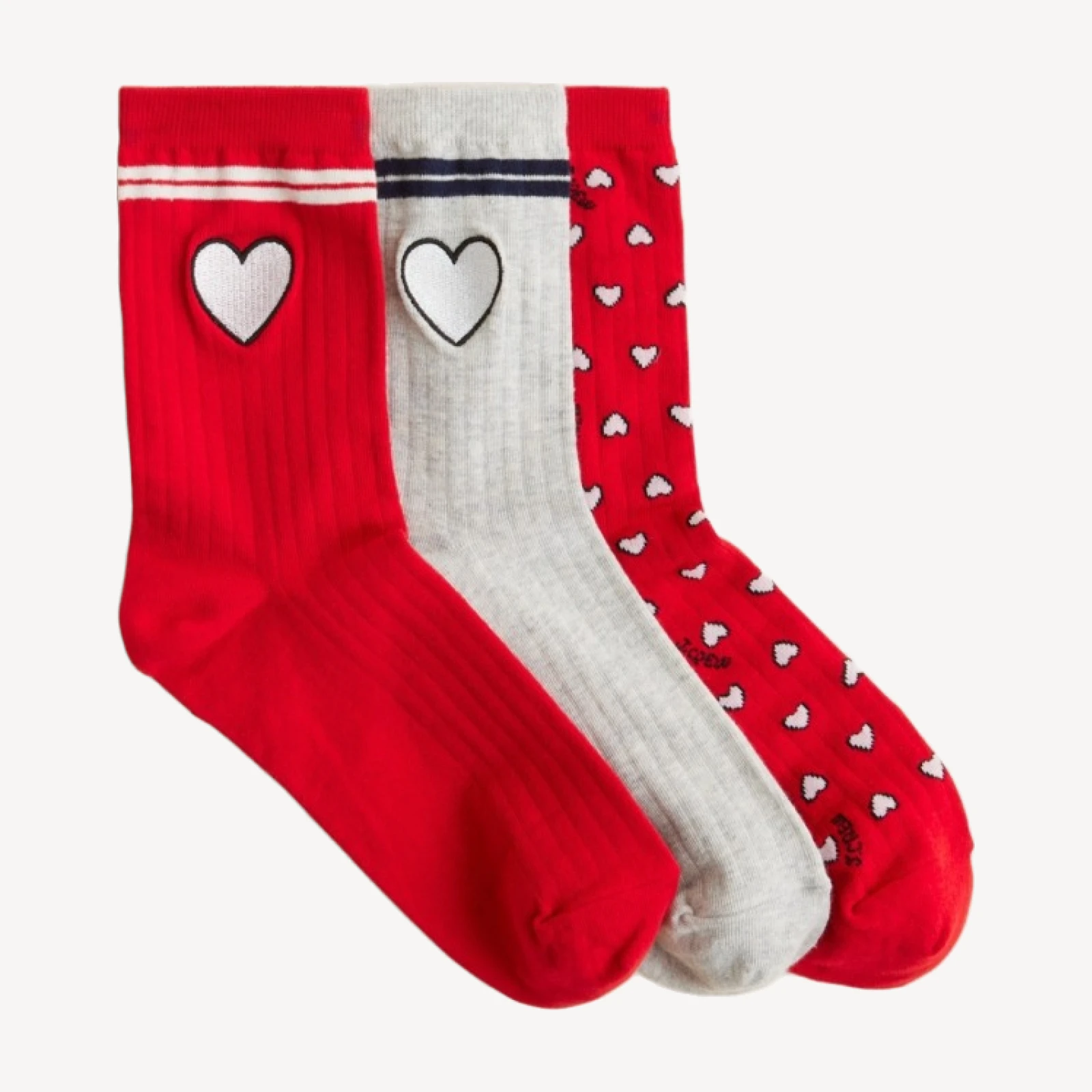 Heart bootie socks three-pack