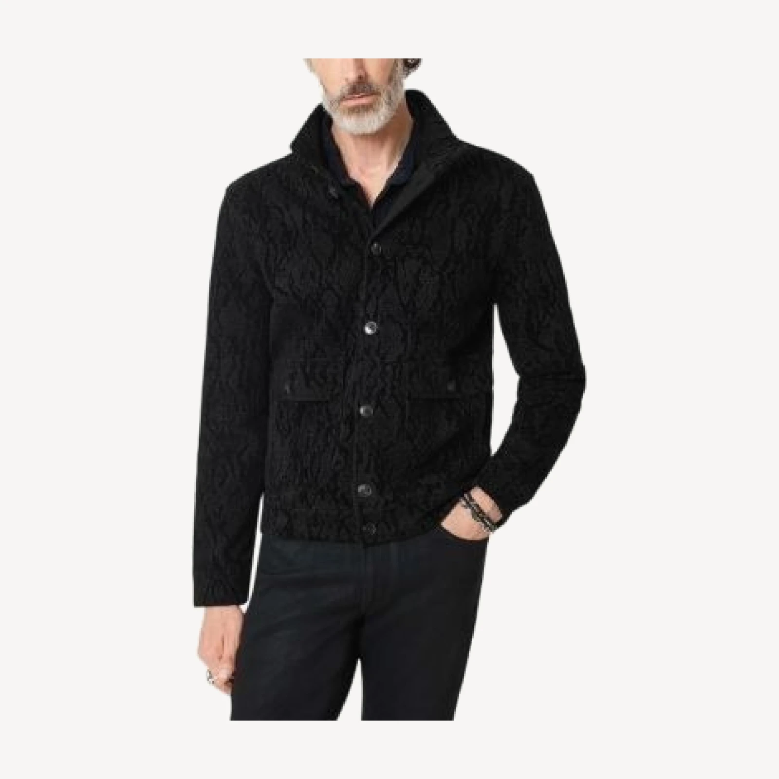 John Varvatos Montecarlo Cotton Stand Collar Patterned Jacket