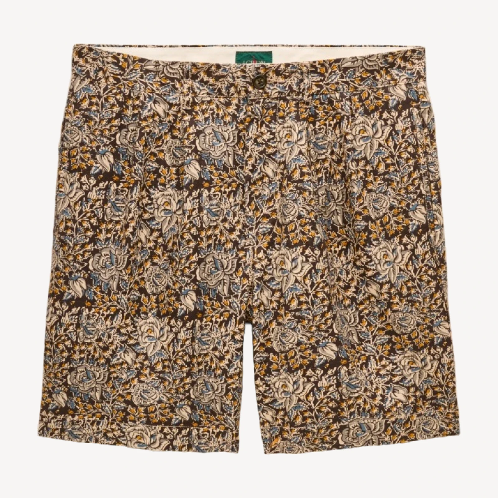 8" pleated cotton-linen blend short in batik print