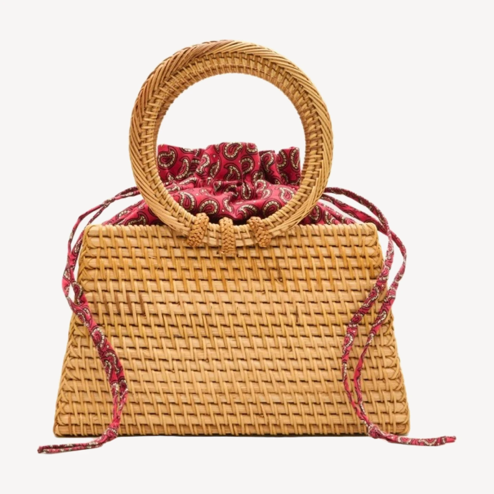 Rattan round-handle bag
