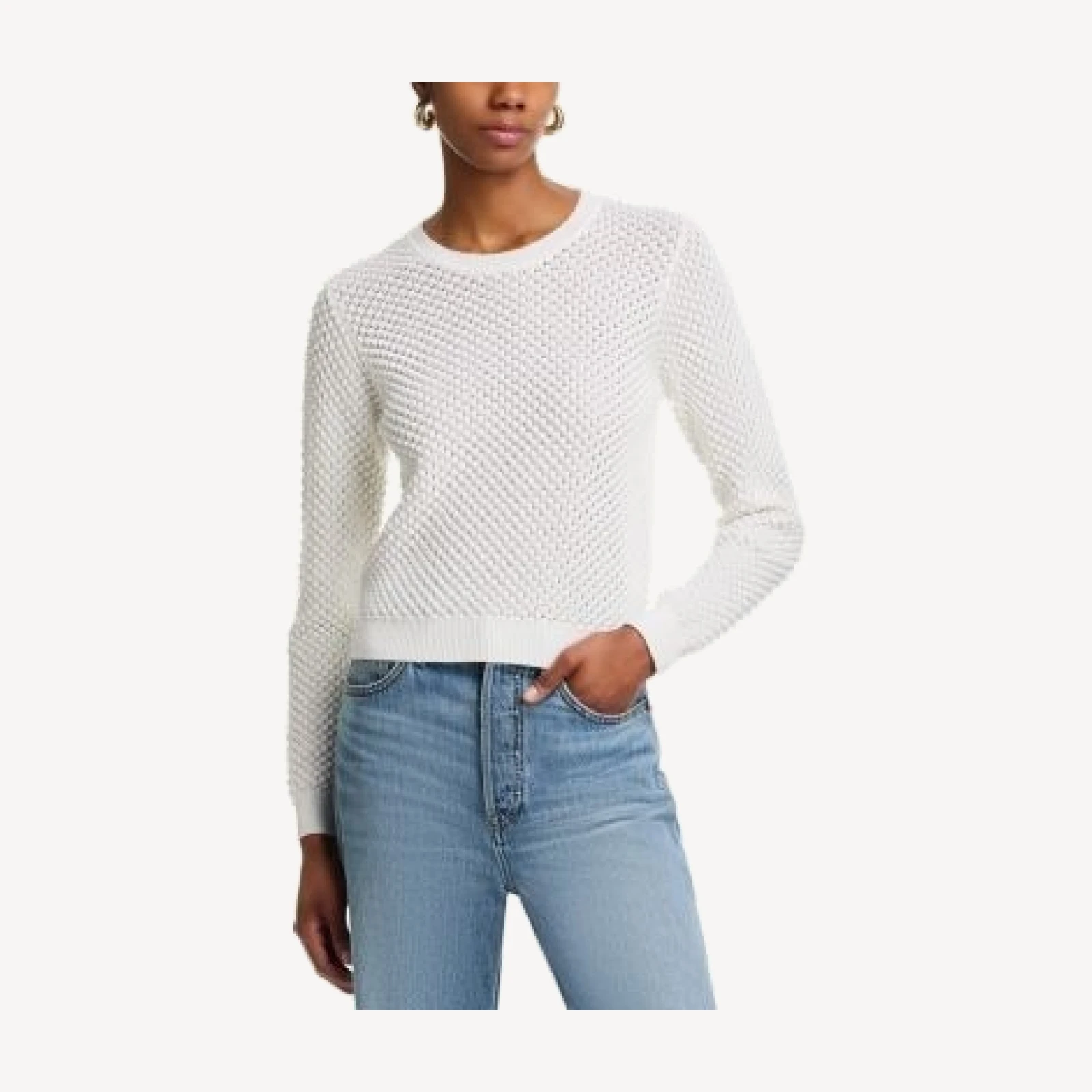 Aqua Long Sleeve Popcorn Stitch Sweater - Exclusive