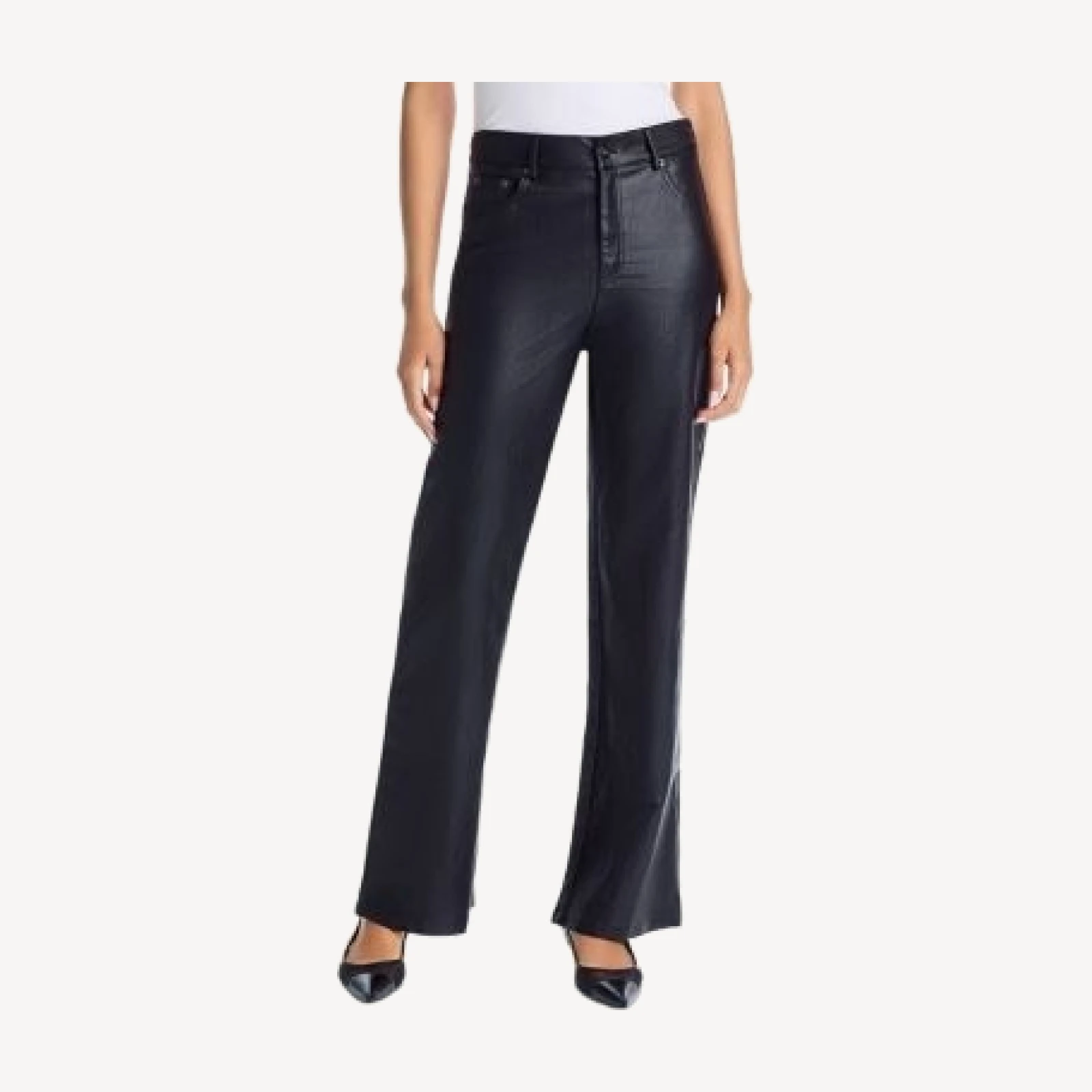 Aqua Faux Leather Flared Pants - Exclusive
