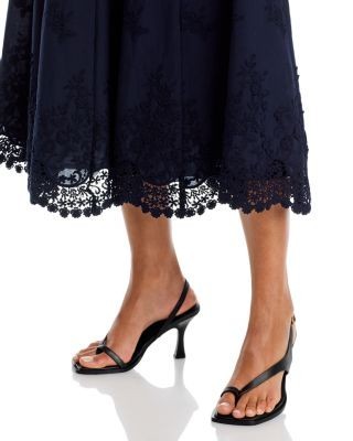 Aqua Embroidered Midi Skirt - Exclusive