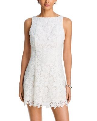 Aqua Lace 3D Flower Mini Dress - Exclusive