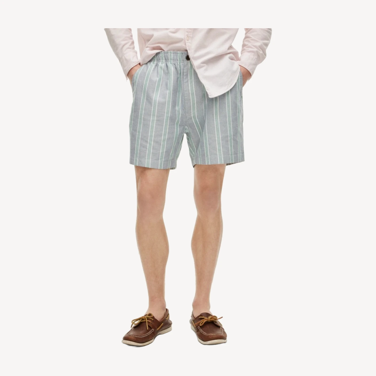 5.5" Pier short in cotton oxford stripe