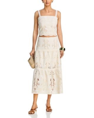 Aqua Mixed Lace Maxi Skirt - Exclusive