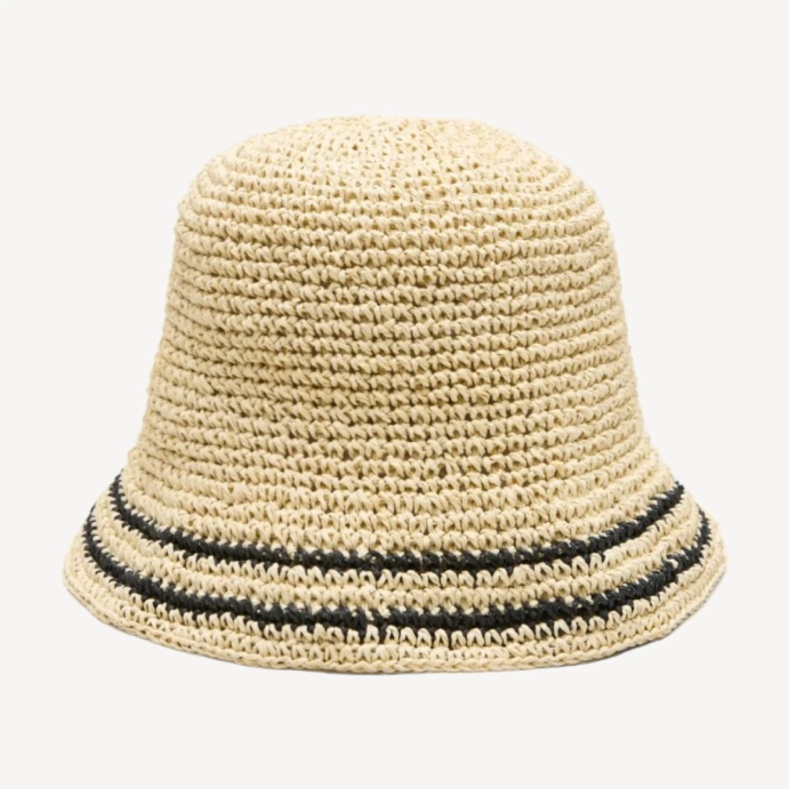Straw bucket hat in stripe