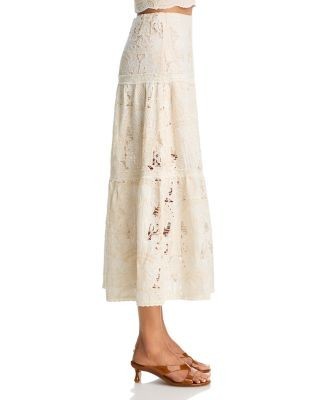 Aqua Mixed Lace Maxi Skirt - Exclusive