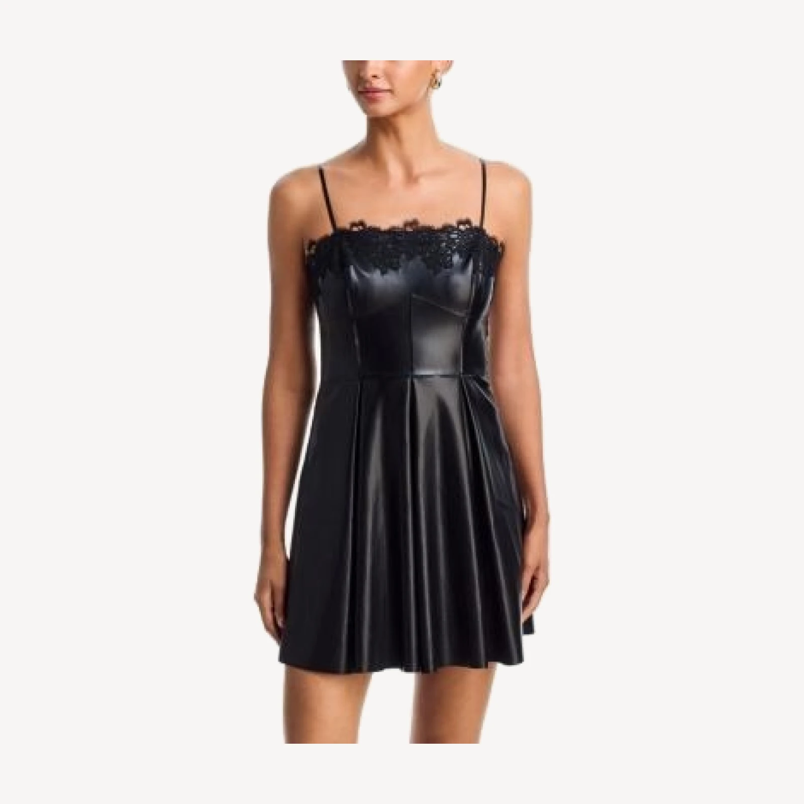 Aqua Lace Trim Faux Leather Mini Dress - Excluisve