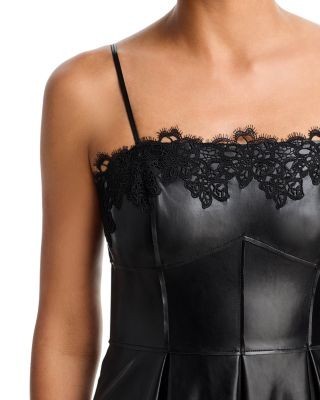 Aqua Lace Trim Faux Leather Mini Dress - Excluisve