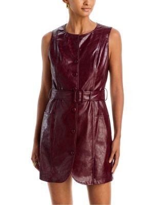 Aqua Faux Leather Belted Mini Dress - Exclusive