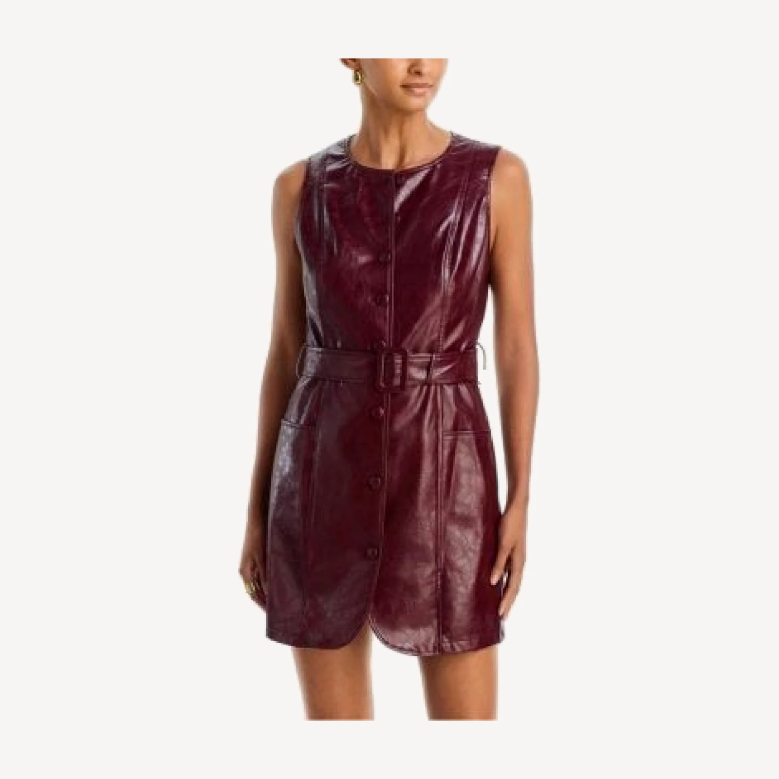 Aqua Faux Leather Belted Mini Dress - Exclusive