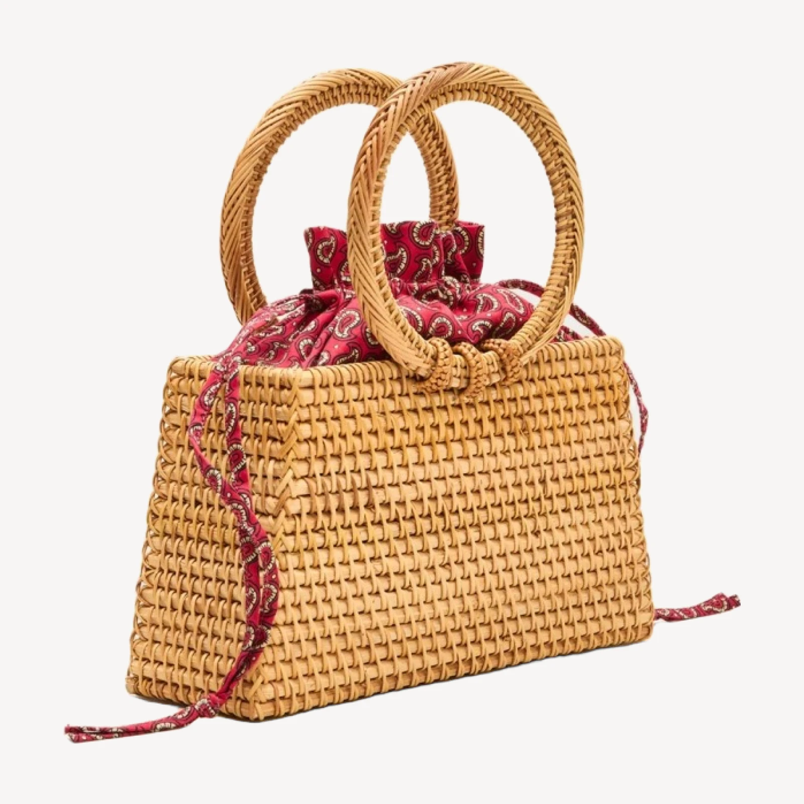 Rattan round-handle bag