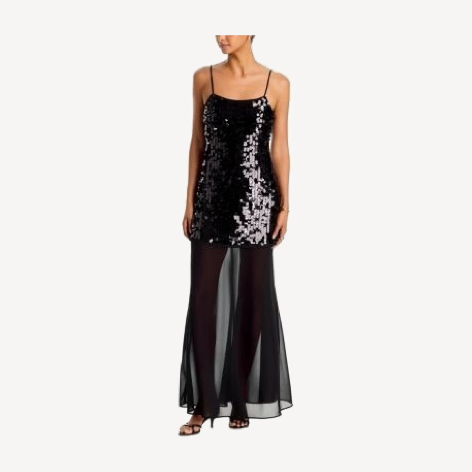 Aqua Paillette & Sheer Maxi Dress - Exclusive