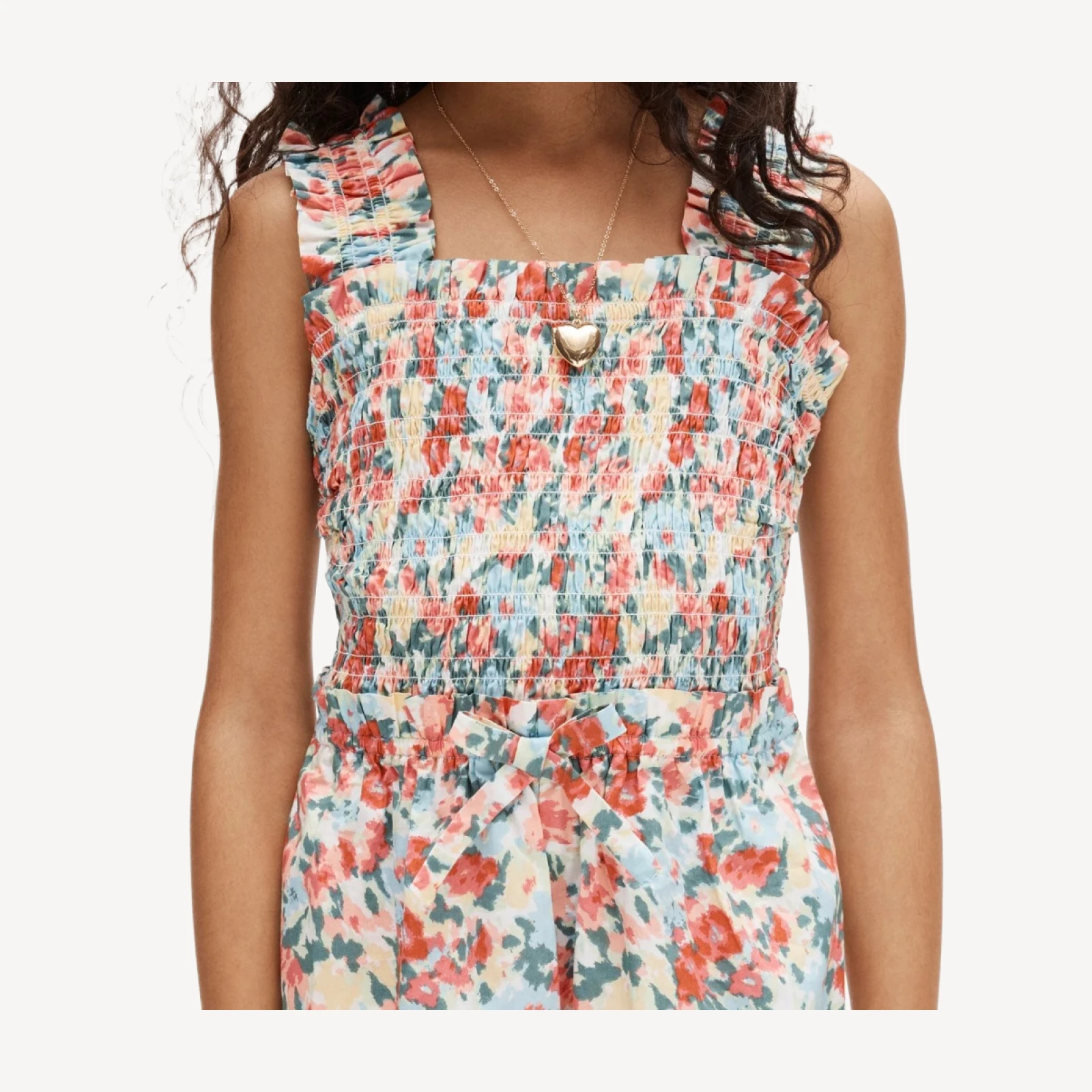Girls' smocked jumpsuit in painted floral