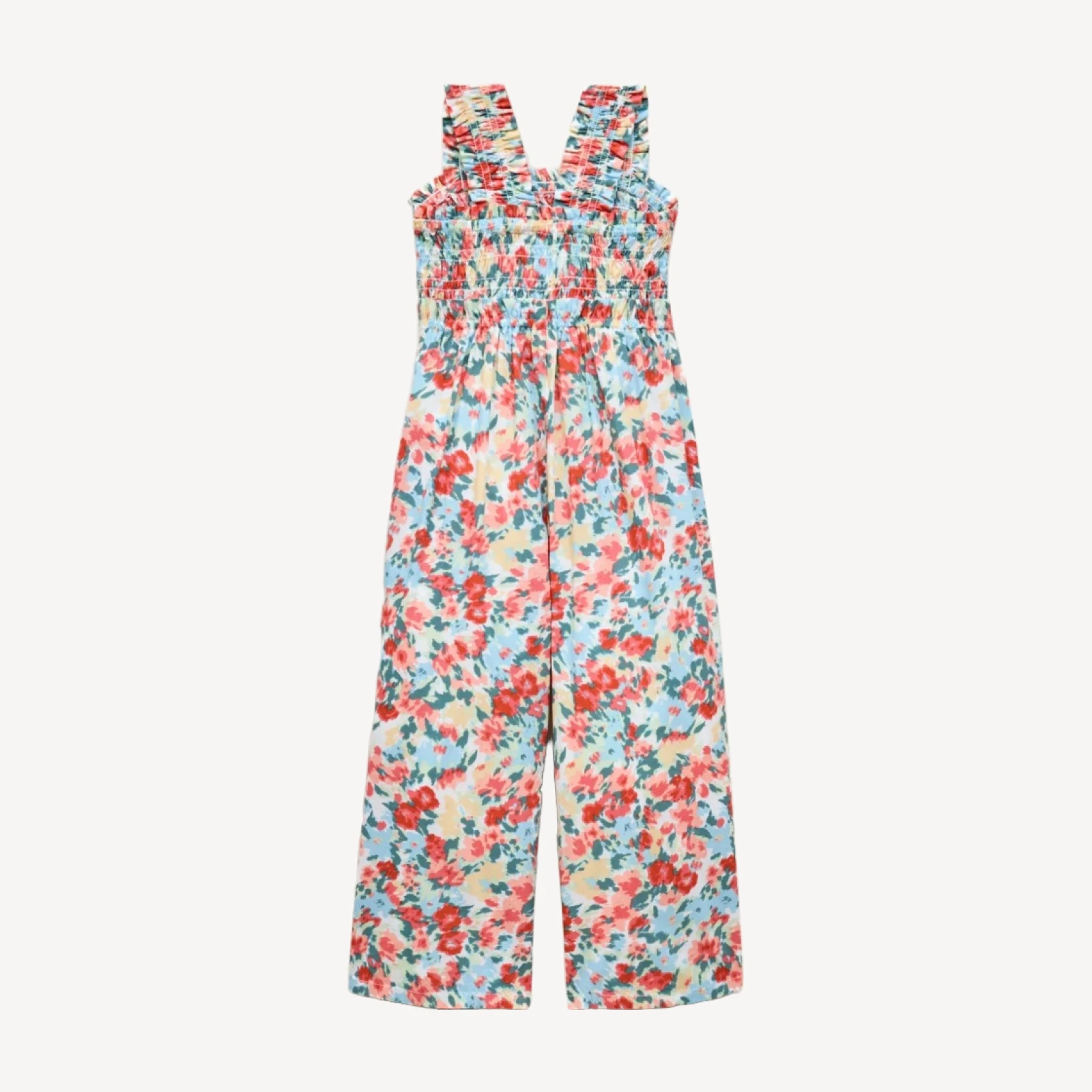 Girls' smocked jumpsuit in painted floral