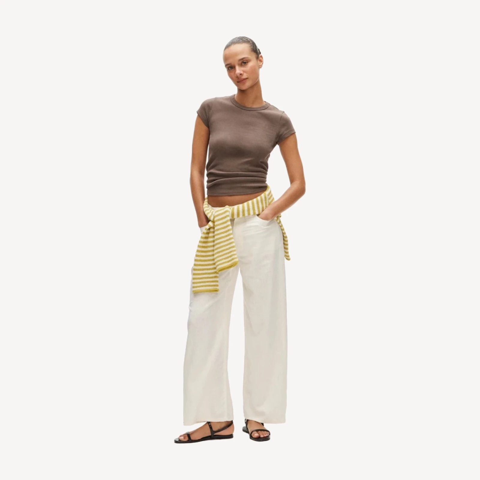 Five-pocket pant in stretch linen blend