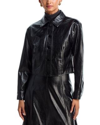 Aqua Croc Embossed Faux Leather Jacket - Exclusive, photo 2