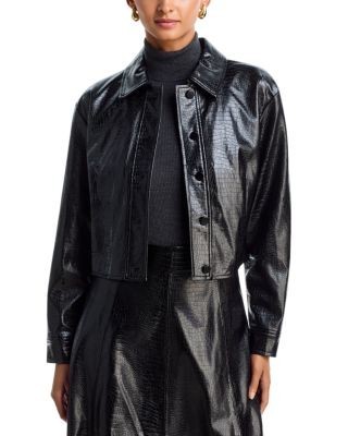 Aqua Croc Embossed Faux Leather Jacket - Exclusive, photo 3