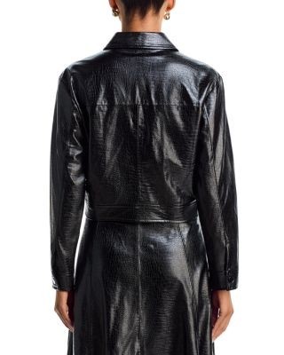 Aqua Croc Embossed Faux Leather Jacket - Exclusive, photo 4