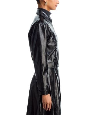 Aqua Croc Embossed Faux Leather Jacket - Exclusive, photo 5