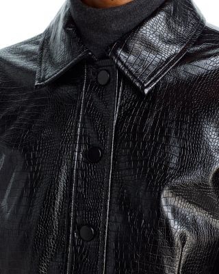 Aqua Croc Embossed Faux Leather Jacket - Exclusive, photo 6