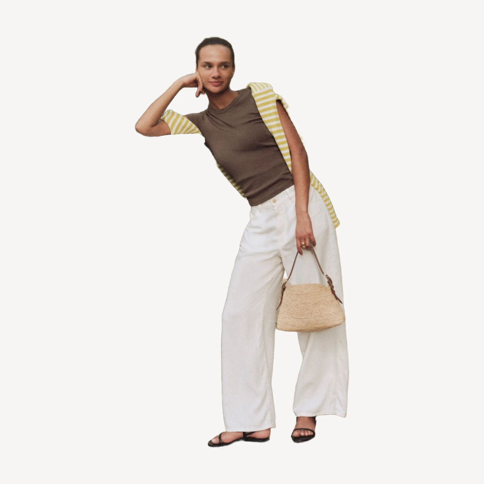Five-pocket pant in stretch linen blend