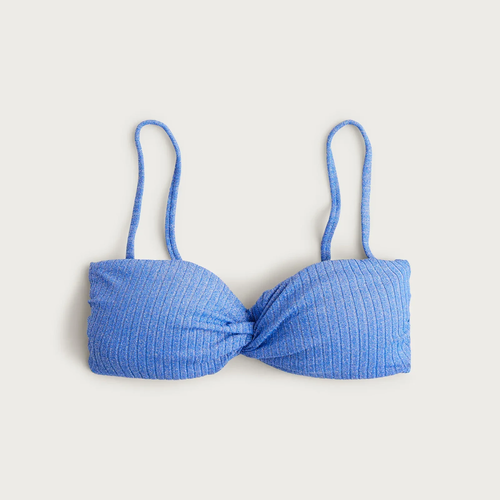 Sparkle rib twist bandeau bikini top