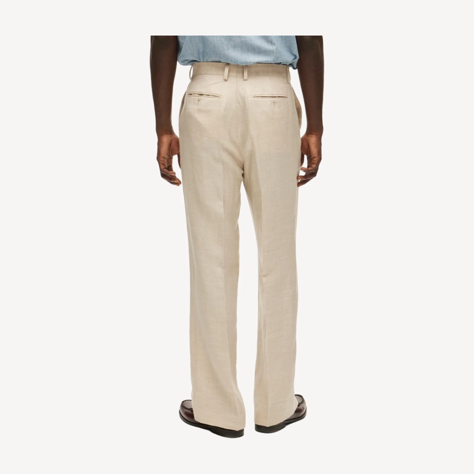 Relaxed-fit suit pant in English merino wool-linen blend