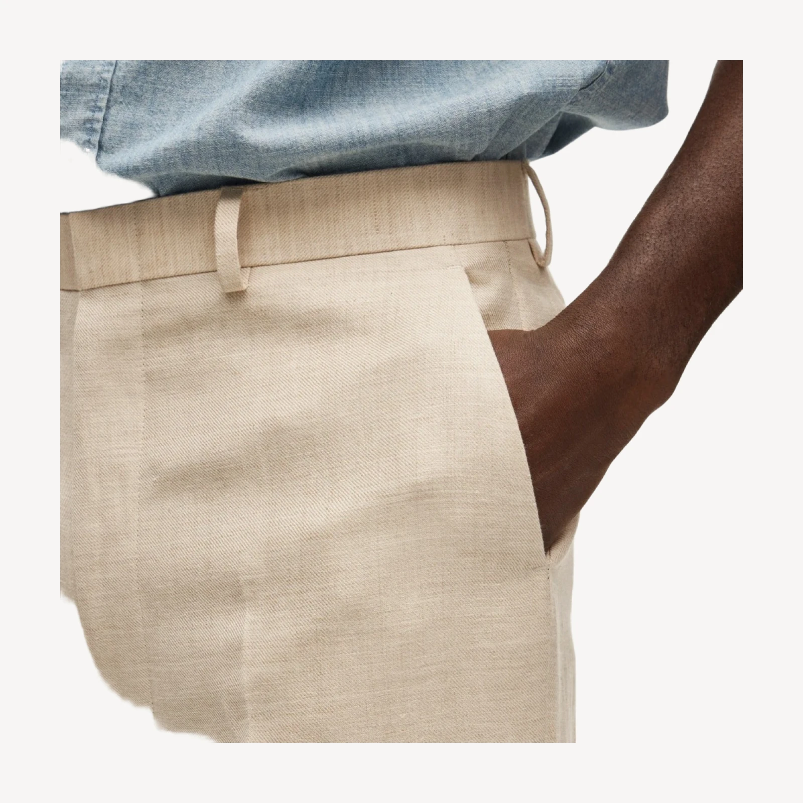 Relaxed-fit suit pant in English merino wool-linen blend