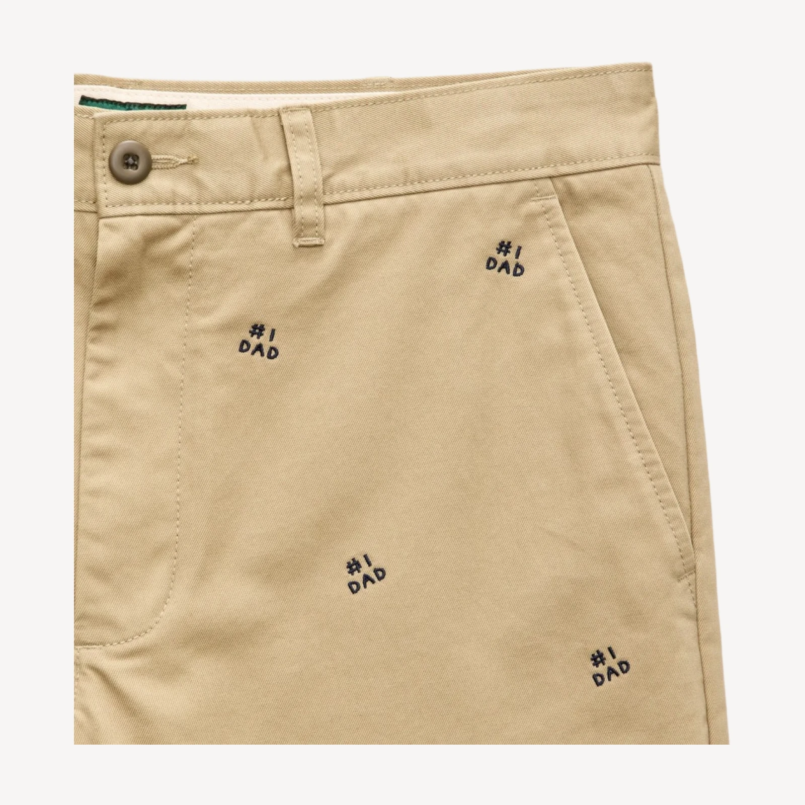 8" Classic chino short with #1 Dad embroidery