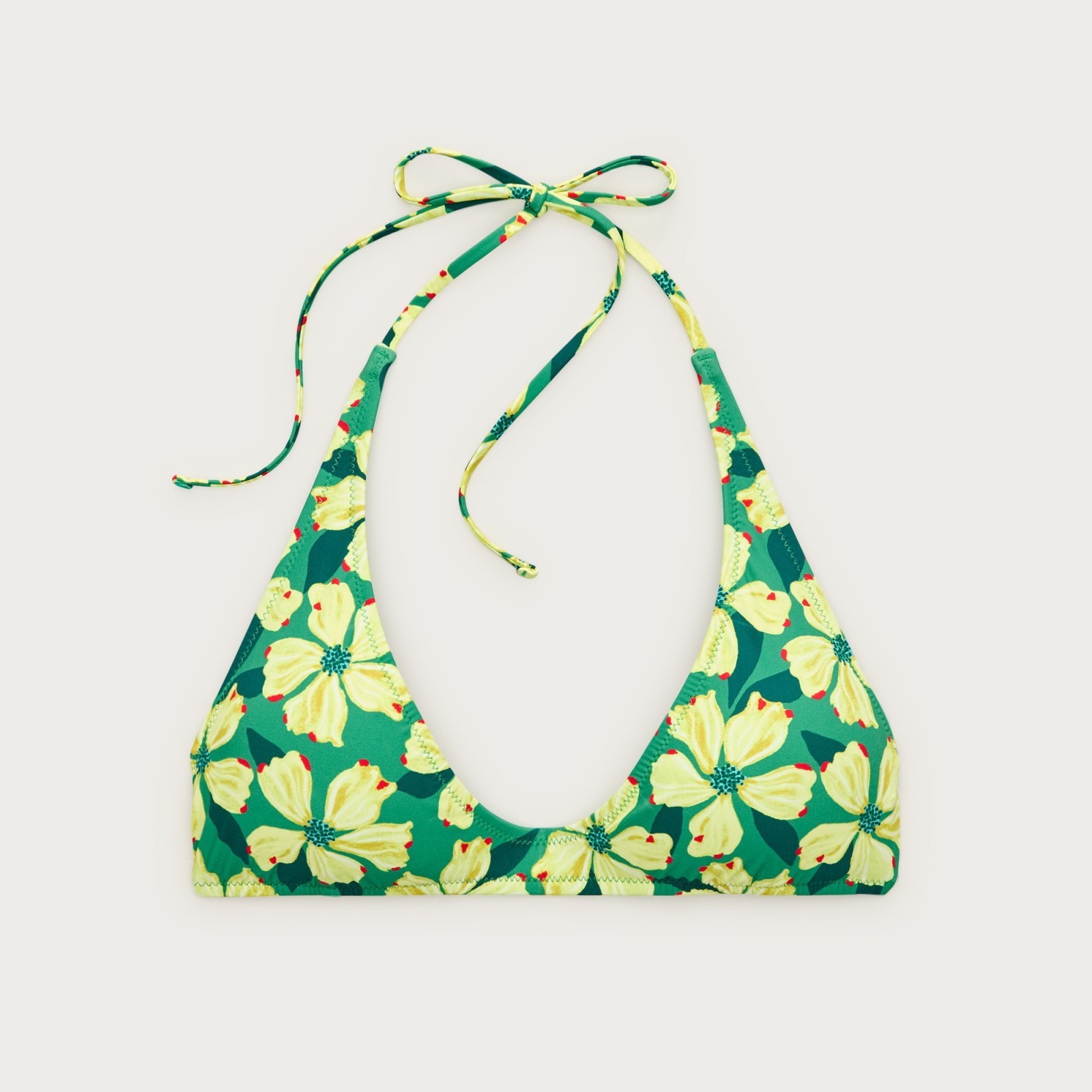 Halter-neck bikini top in tropical floral