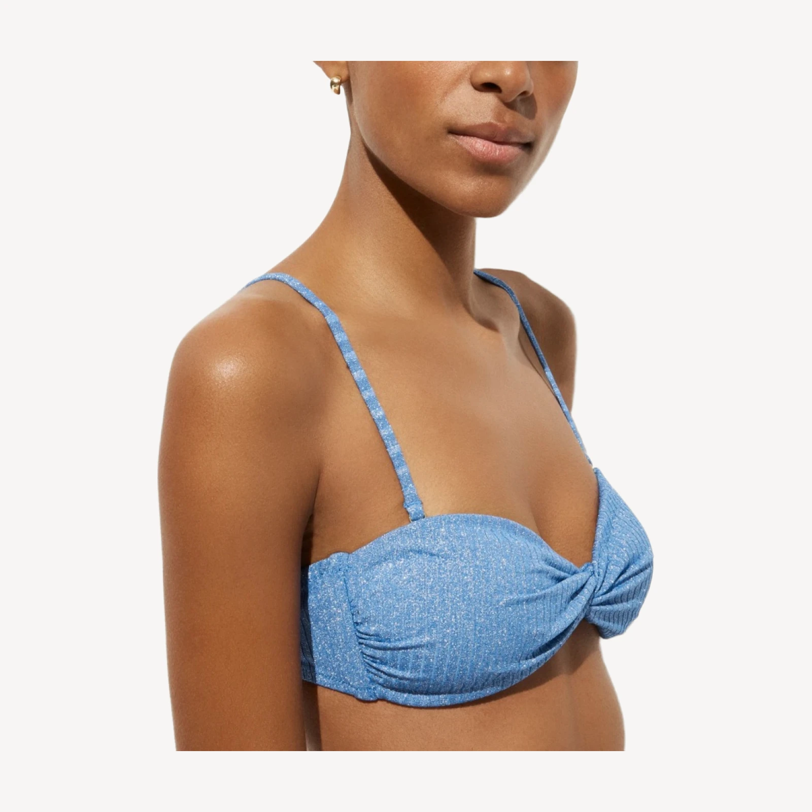 Sparkle rib twist bandeau bikini top