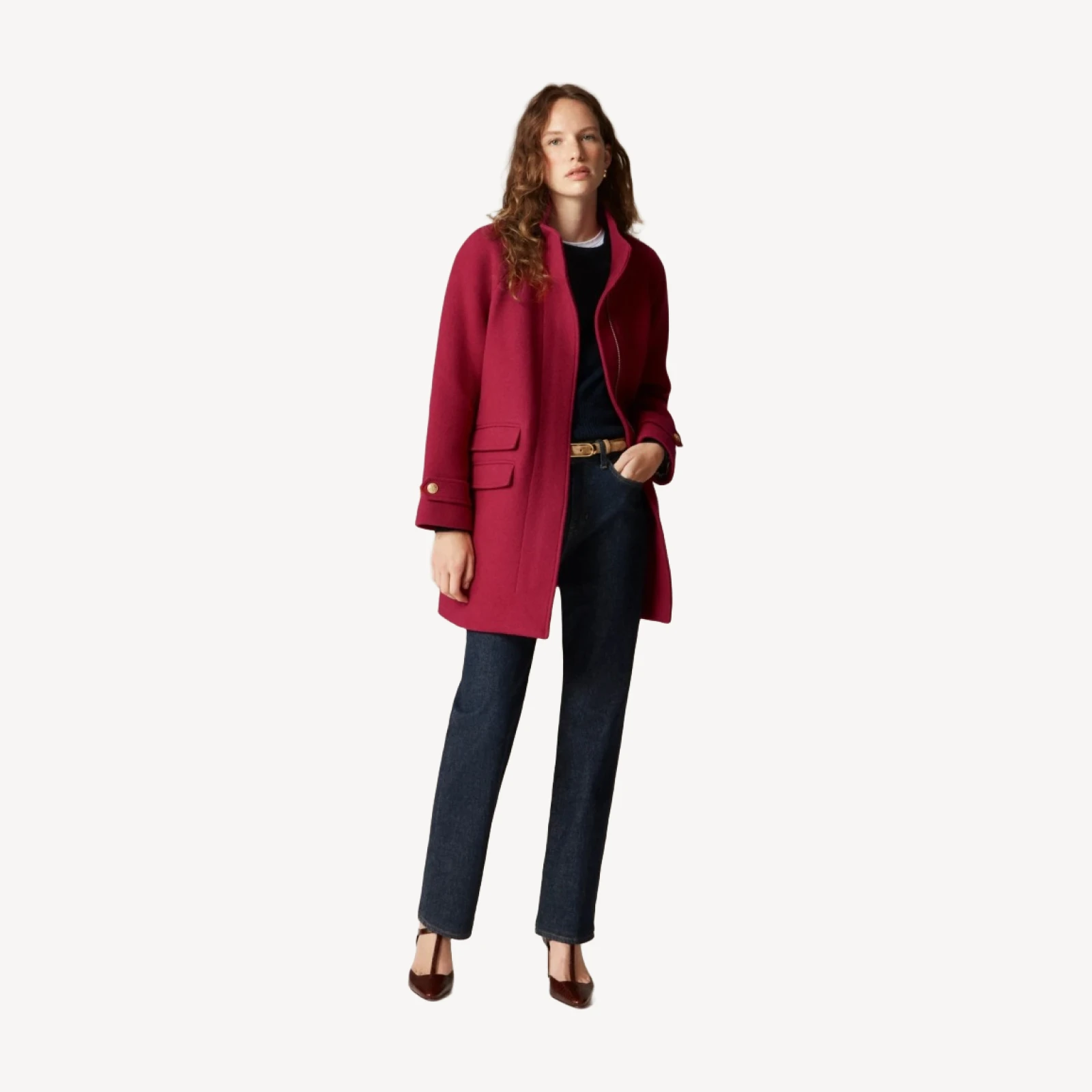 Petite Toscana coat in Italian stadium-cloth wool blend