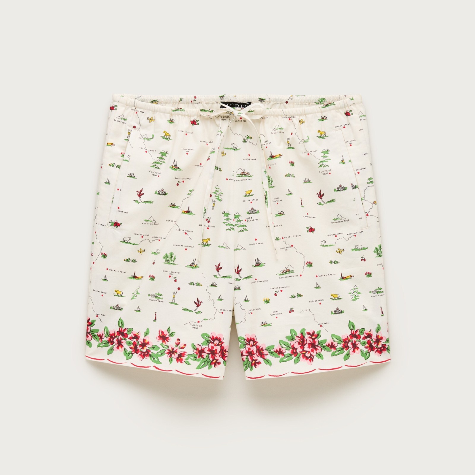 Cosmo short in map-print cotton poplin