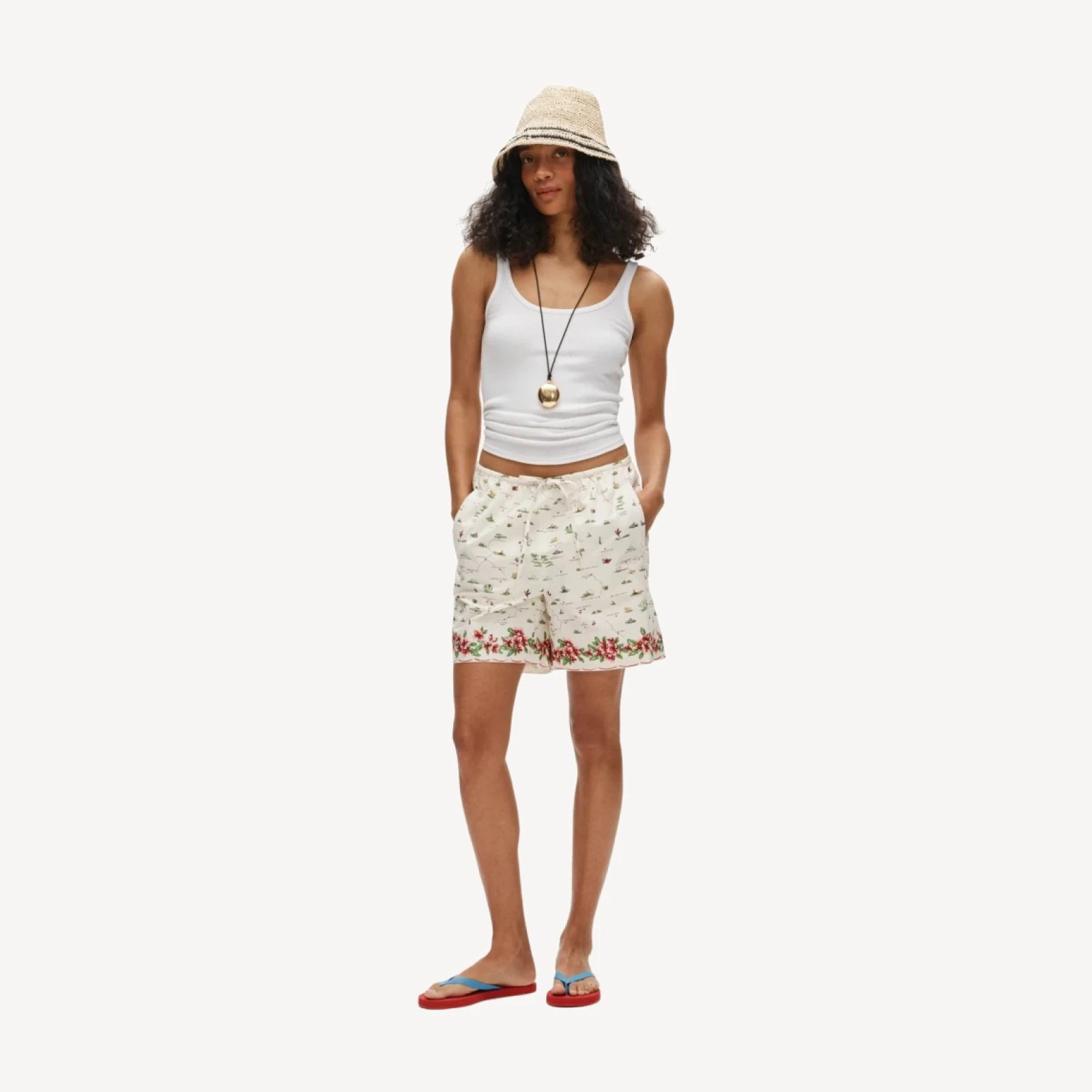 Cosmo short in map-print cotton poplin