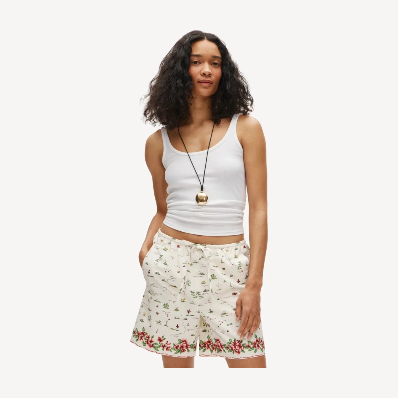 Cosmo short in map-print cotton poplin