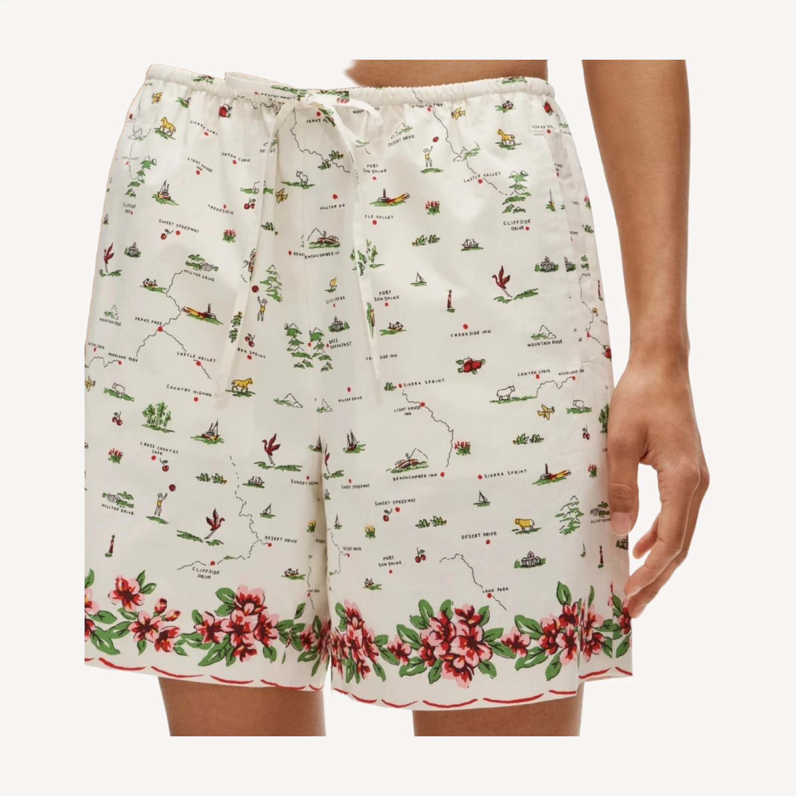 Cosmo short in map-print cotton poplin