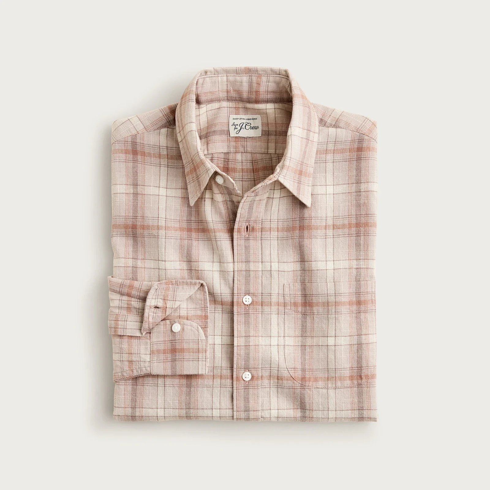 Linen-cotton blend shirt in shadow plaid