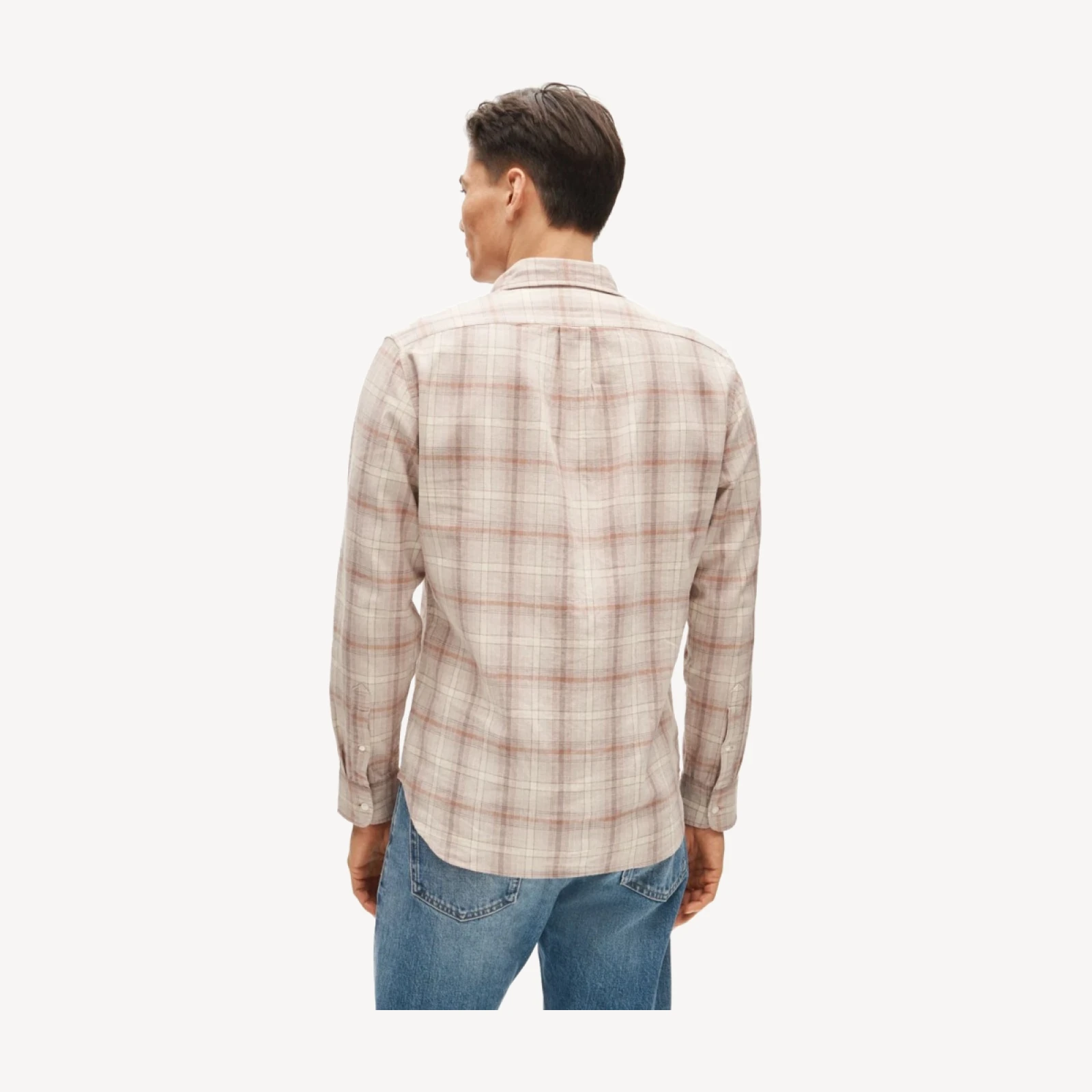Linen-cotton blend shirt in shadow plaid