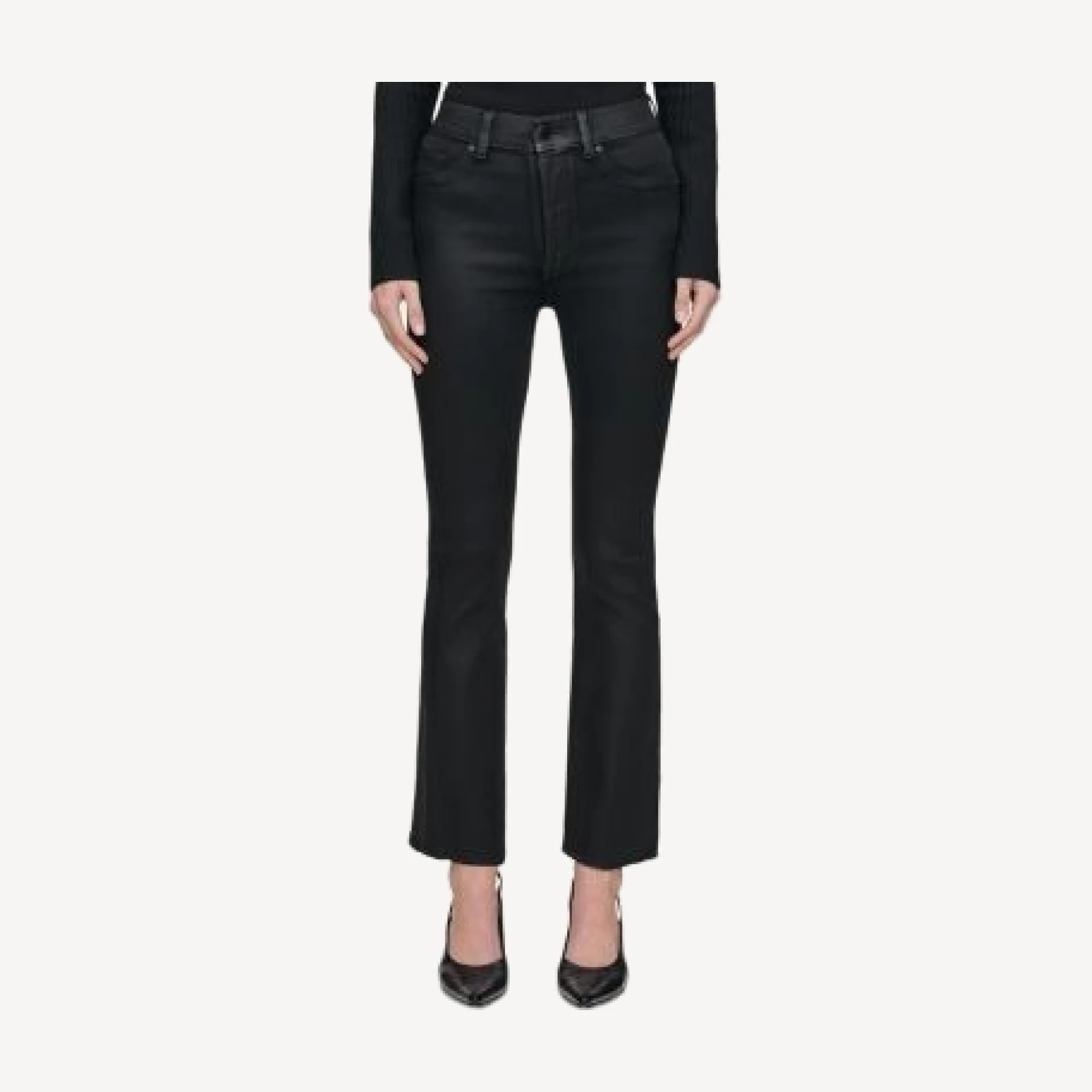 DL1961 Bridget Boot High Rise Instasculpt Coated Ankle Jeans in Black Coated