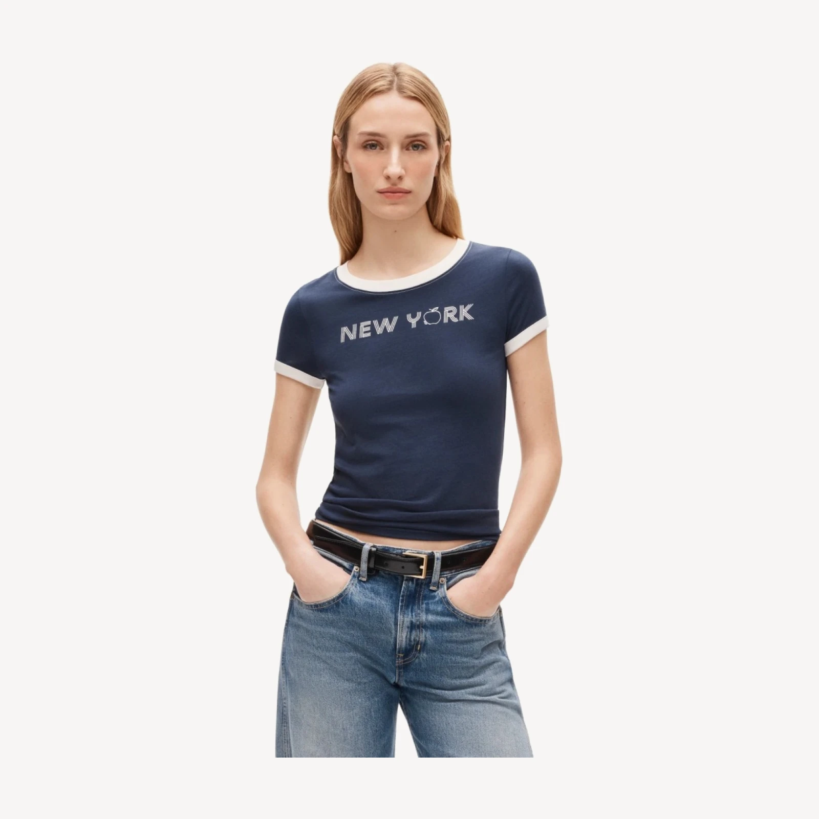 Vintage jersey "New York" graphic ringer T-shirt